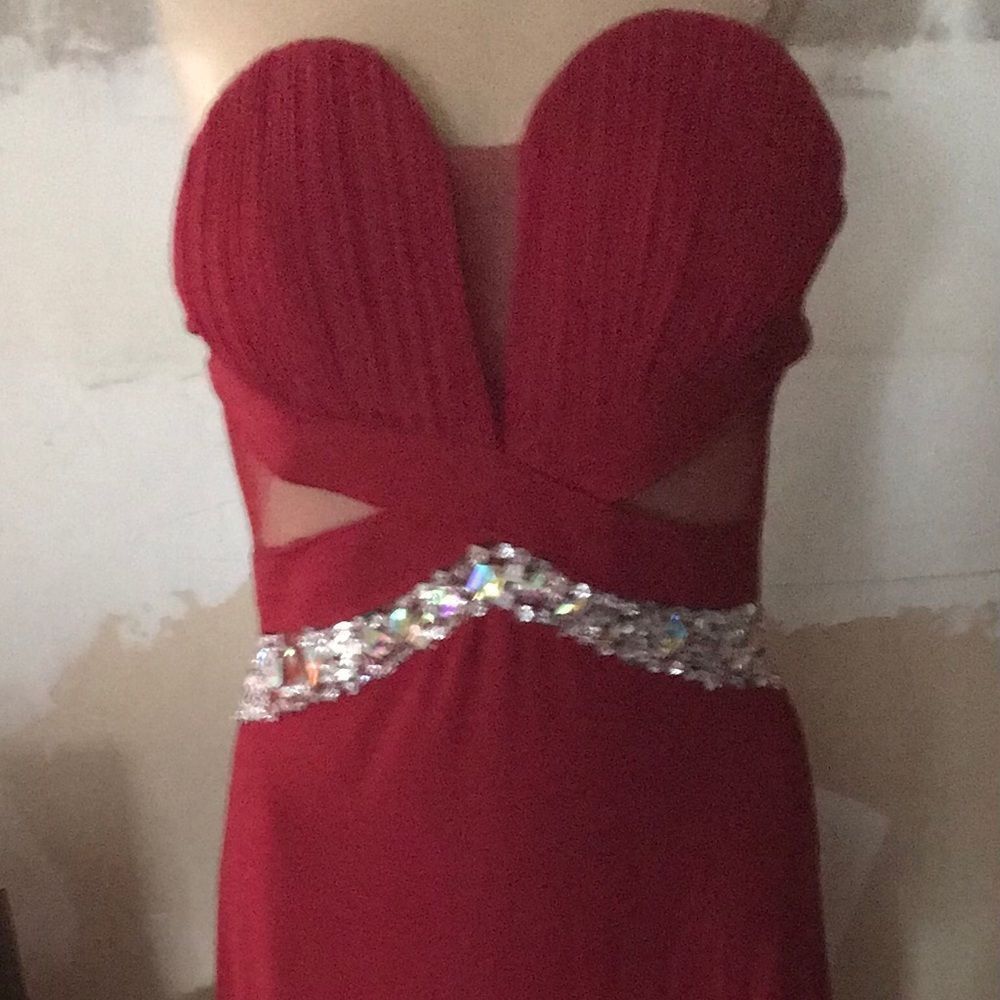 Miss Morena Long Red Strapless Cocktail Dress sz.S